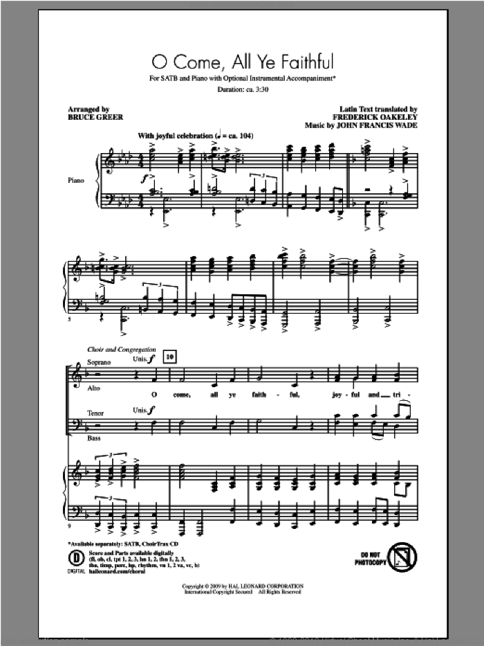 Wade - O Come, All Ye Faithful (Adeste Fideles) sheet music for choir (SATB: soprano, alto ...