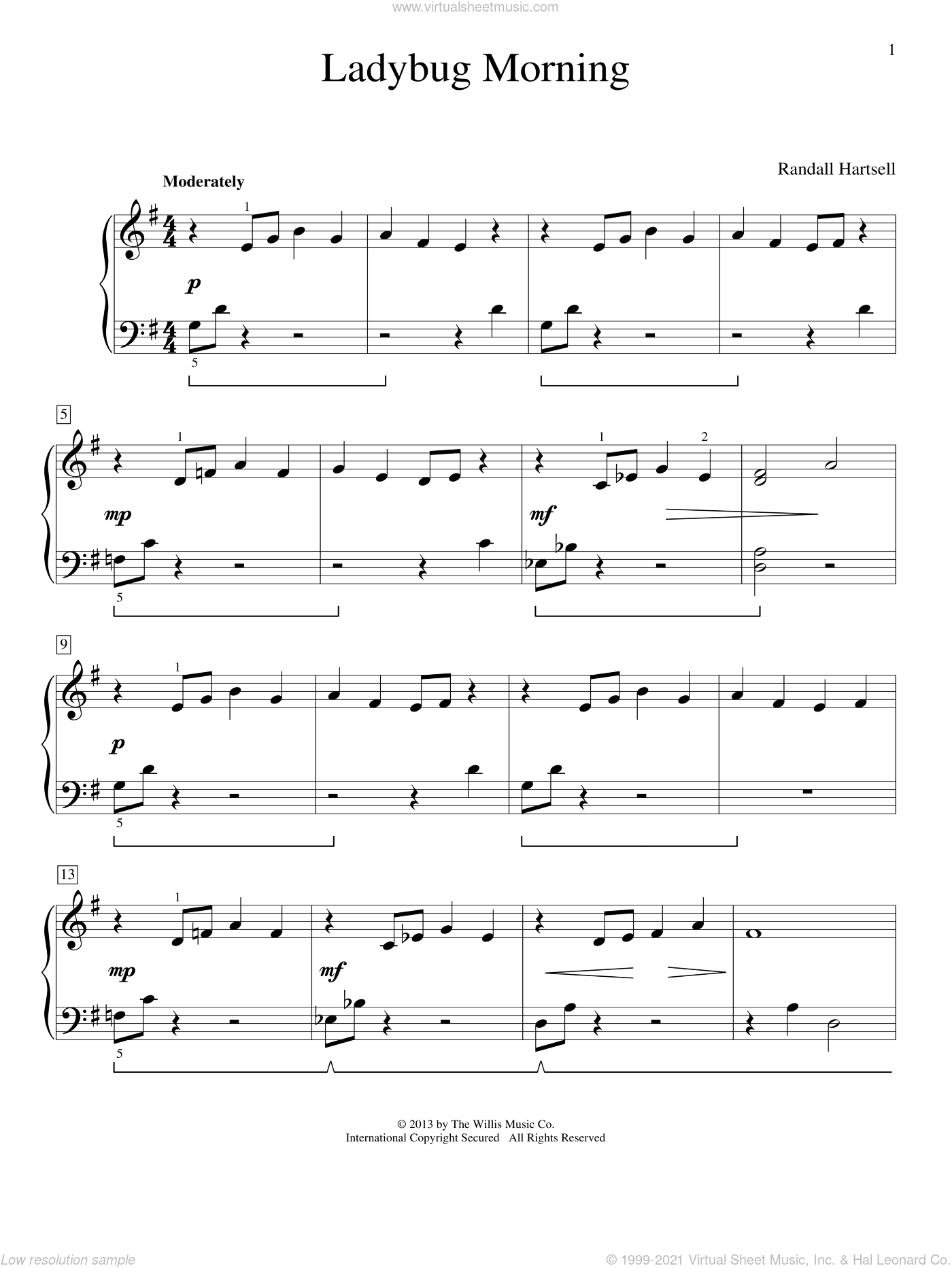 Hartsell - Ladybug Morning sheet music for piano solo (elementary)