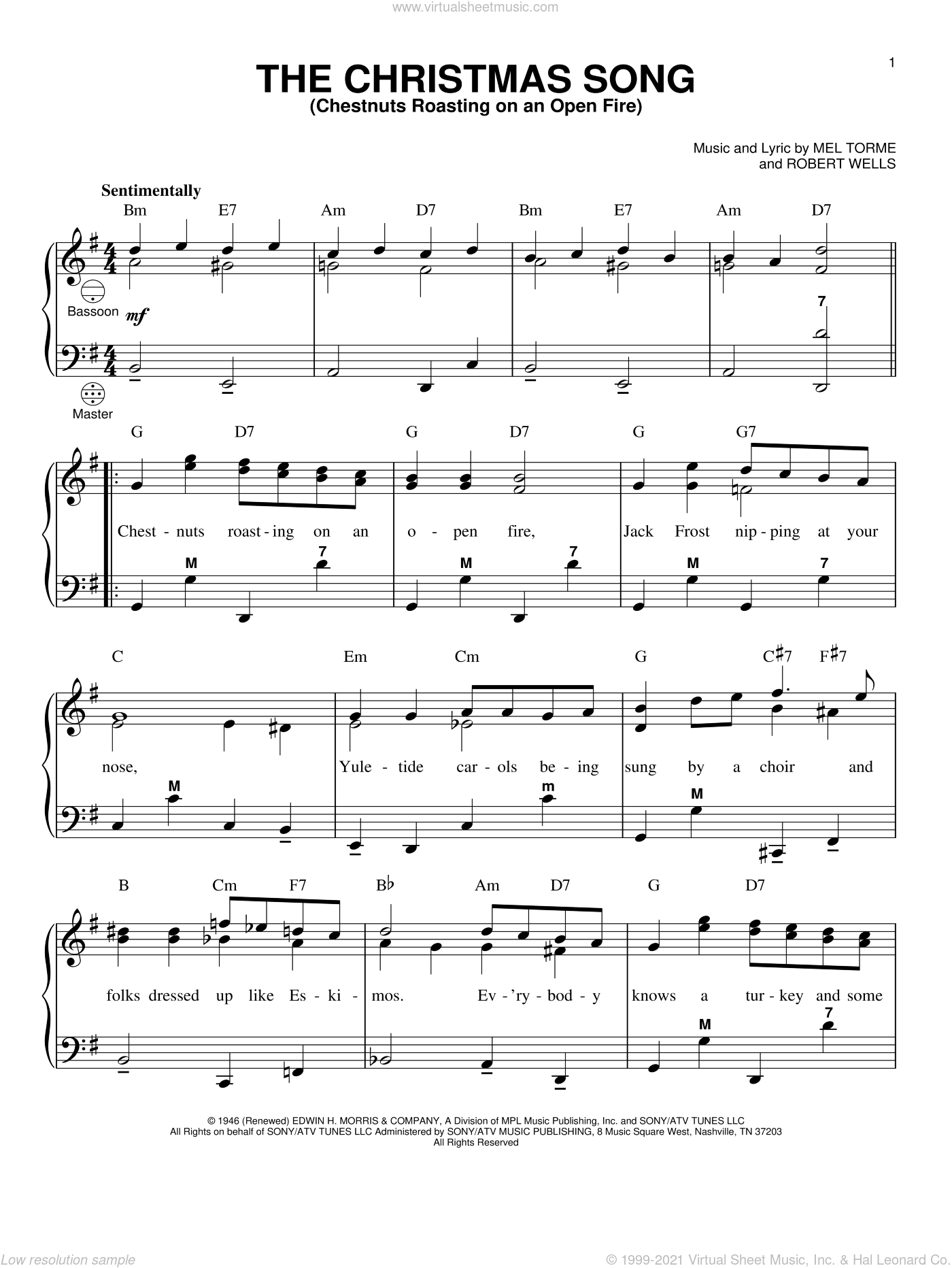 Torme - The Christmas Song sheet music for accordion PDF