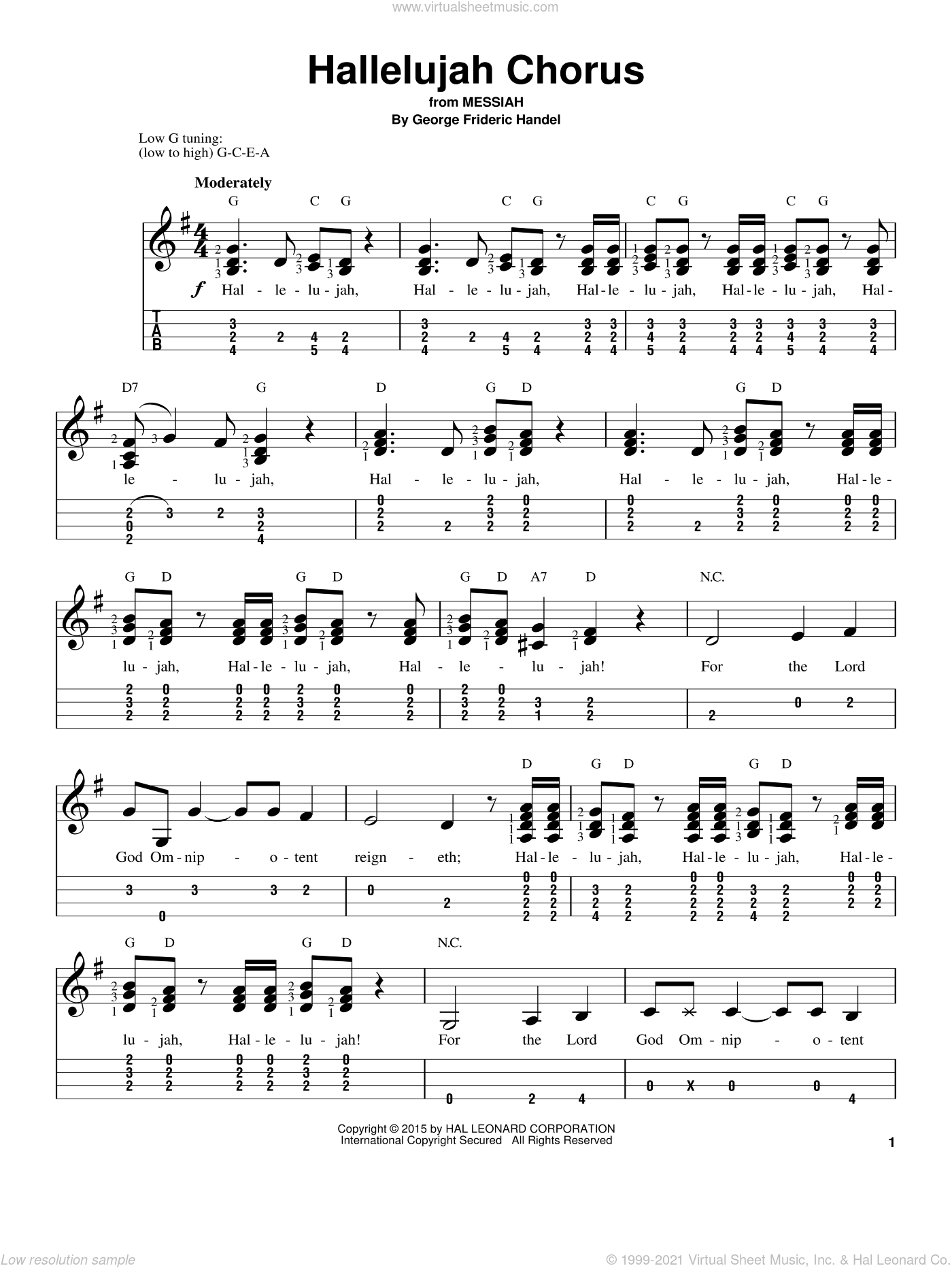 Handel - Hallelujah Chorus sheet music for ukulele [PDF]