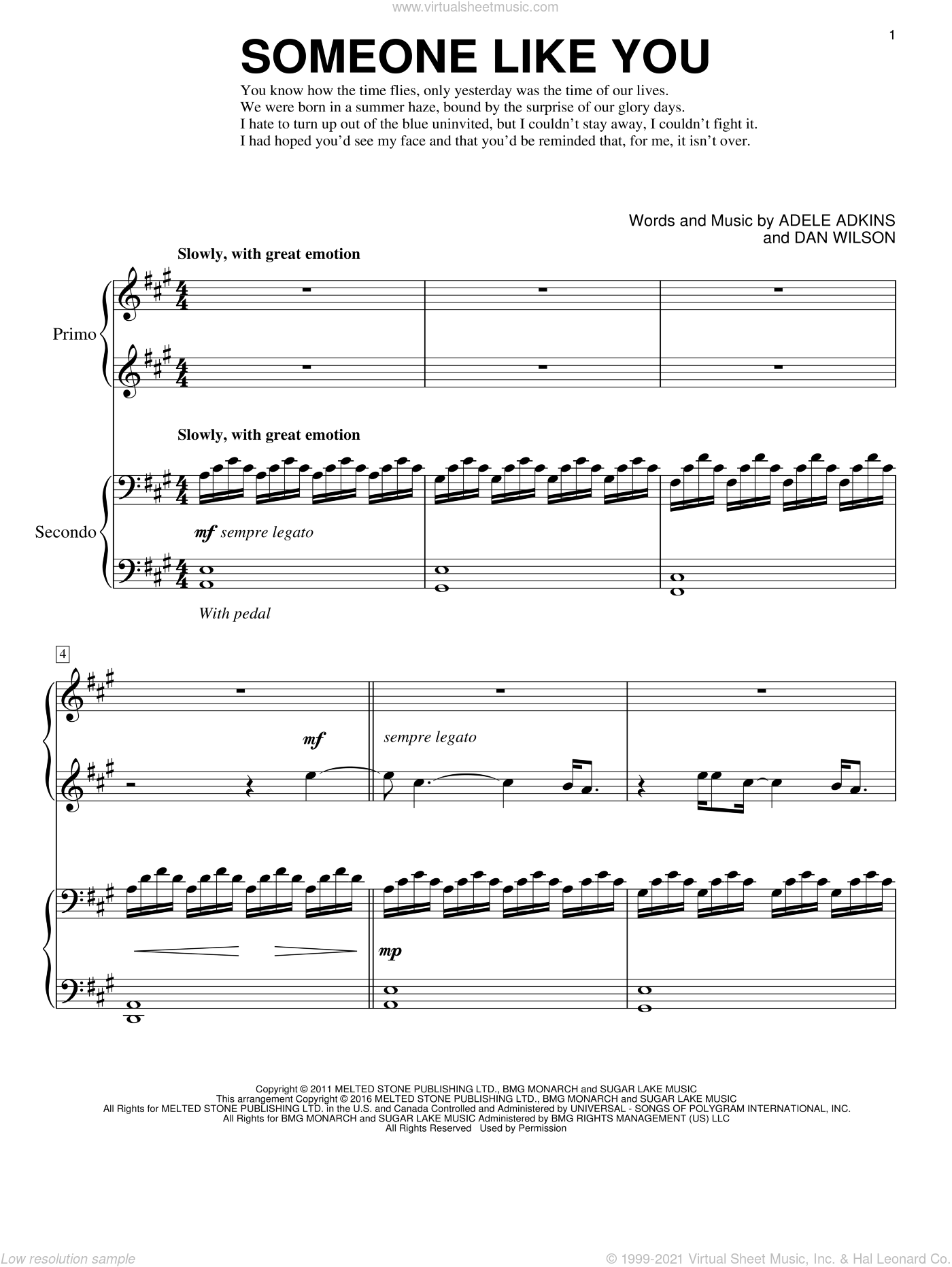 Adele - Someone Like You sheet music for piano four hands [PDF]1400 x 1864