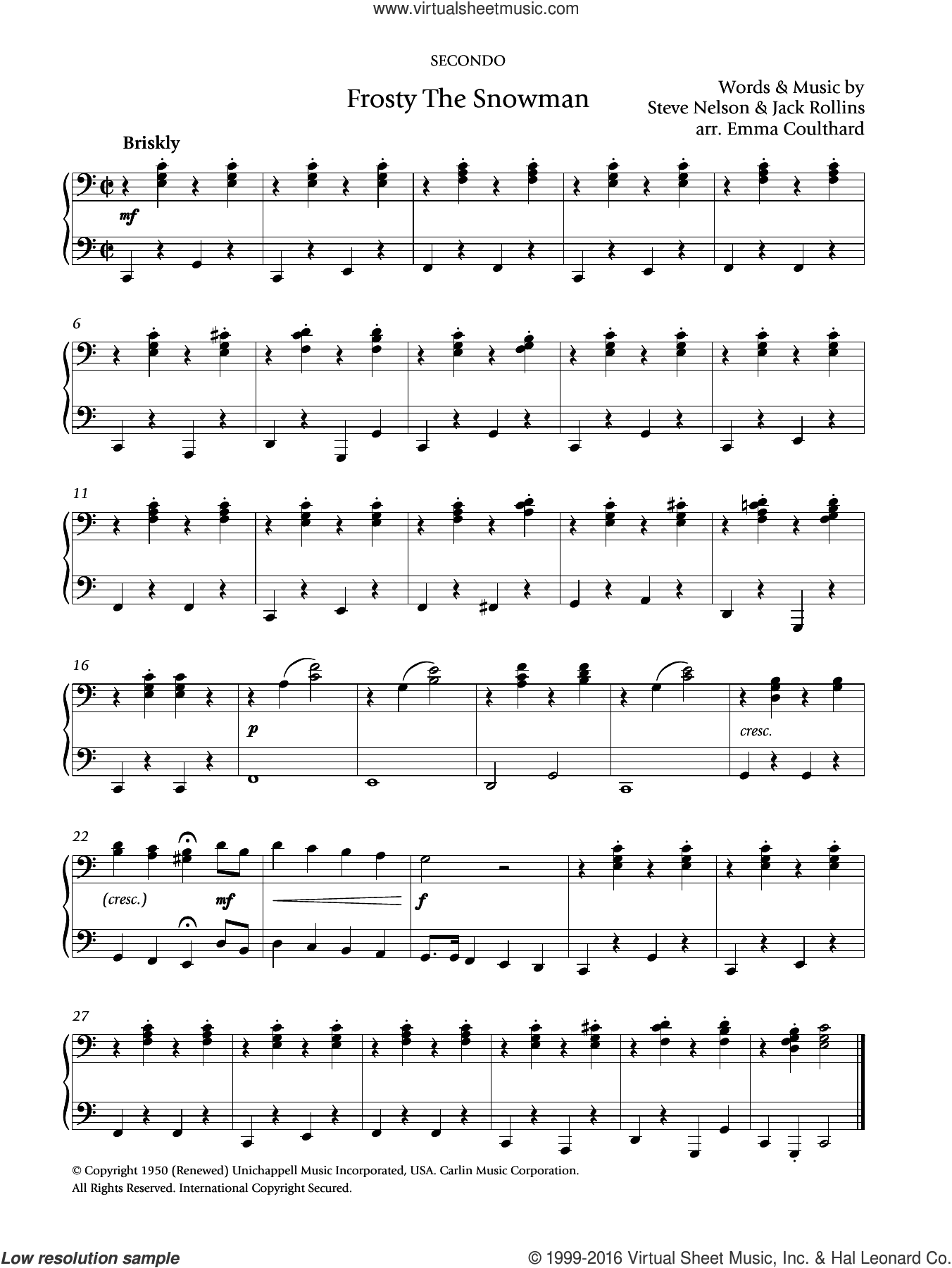 Autry - Frosty The Snowman sheet music for piano solo [PDF]