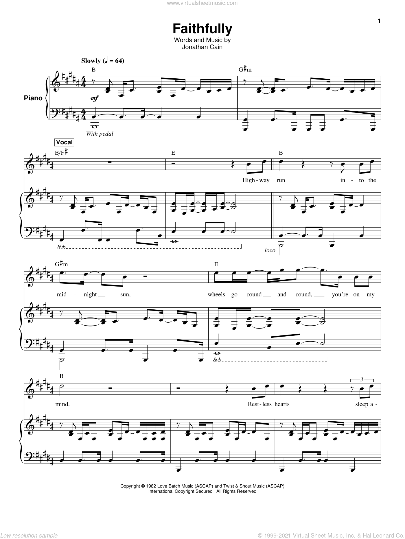 Journey - Faithfully sheet music for keyboard or piano [PDF]