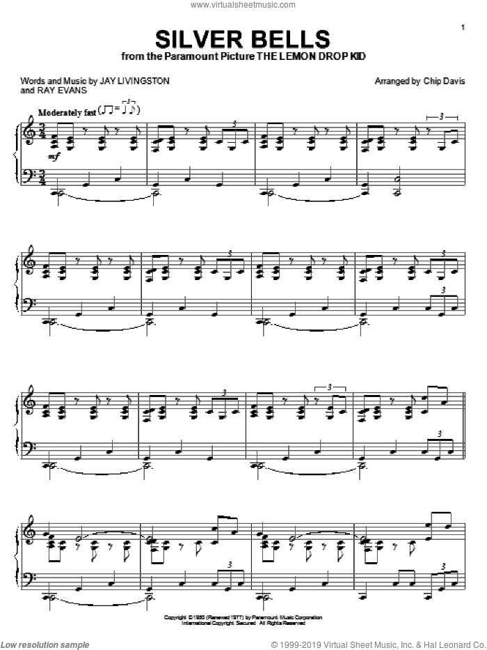 Steamroller Silver Bells sheet music for piano solo