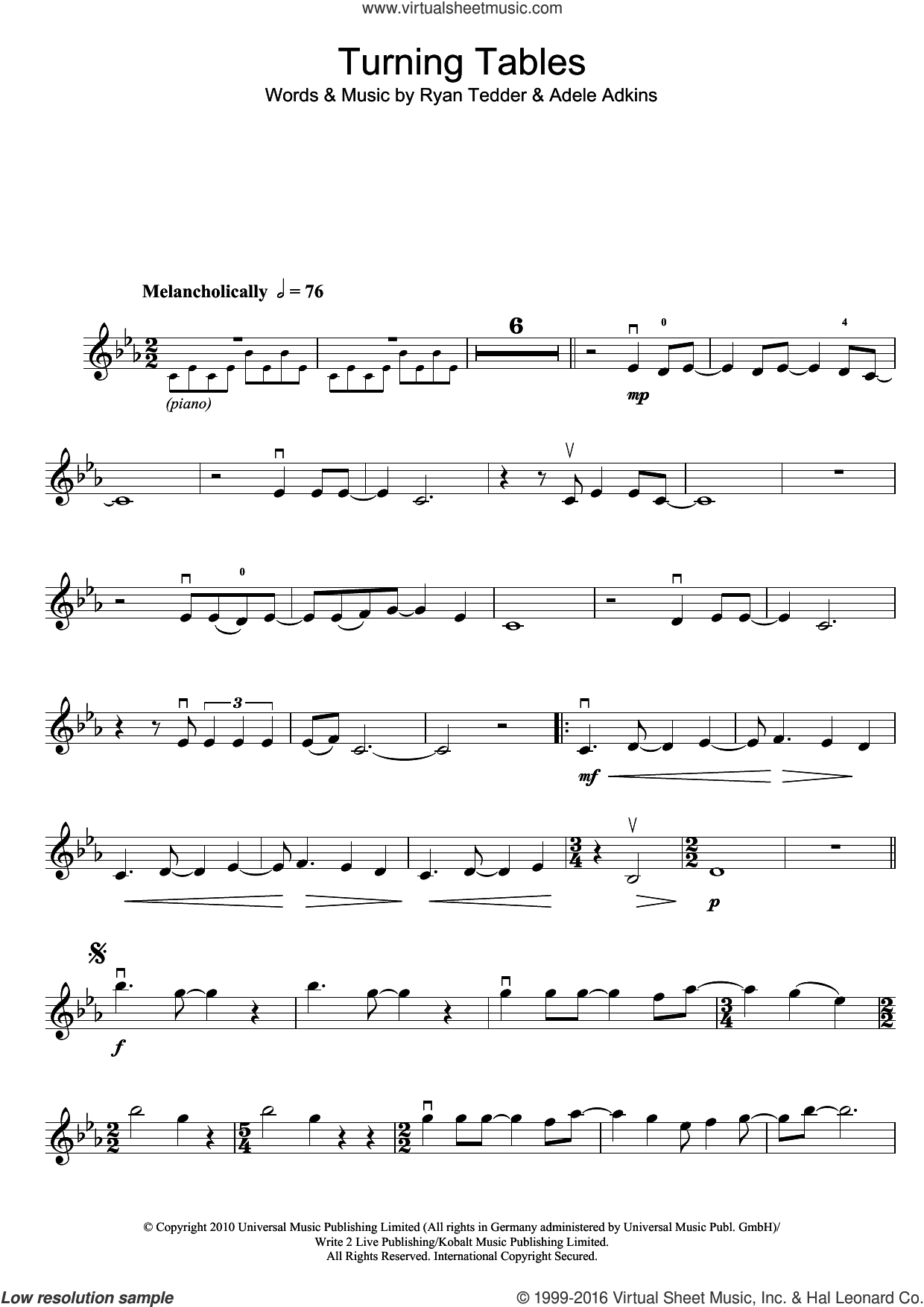Adele - Turning Tables sheet music for violin solo [PDF]