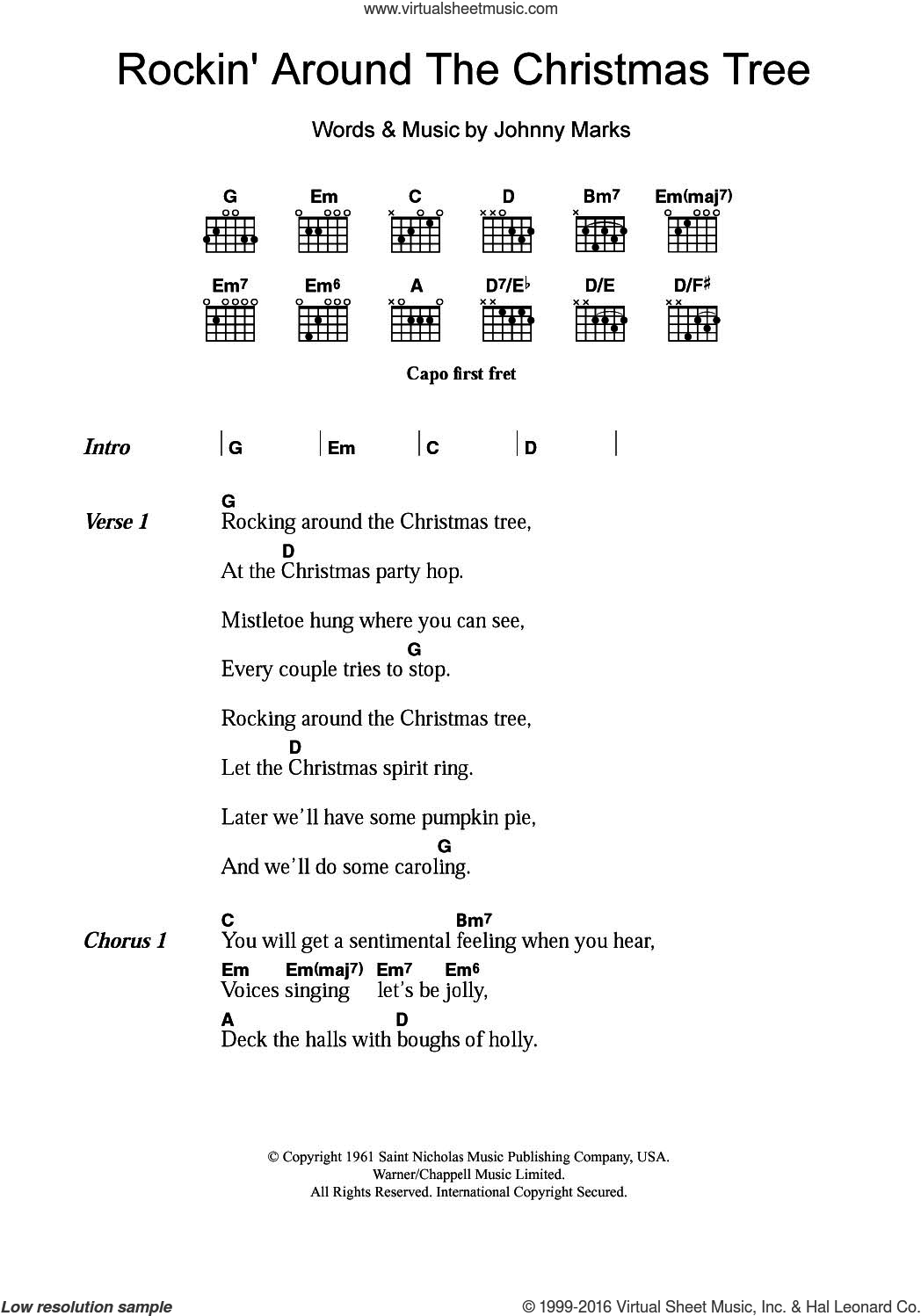 Lee - Rockin' Around The Christmas Tree sheet music for guitar (chords)