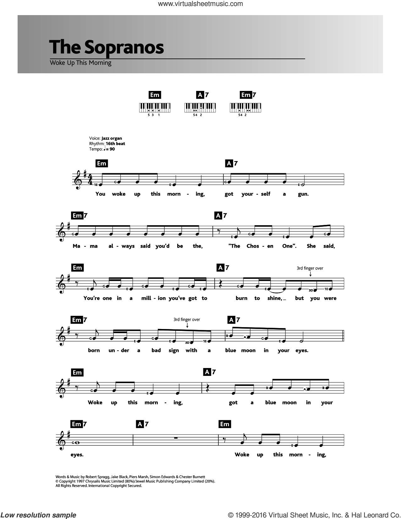 3 - Woke Up This Morning (Theme from The Sopranos) sheet music (intermediate) for piano solo ...