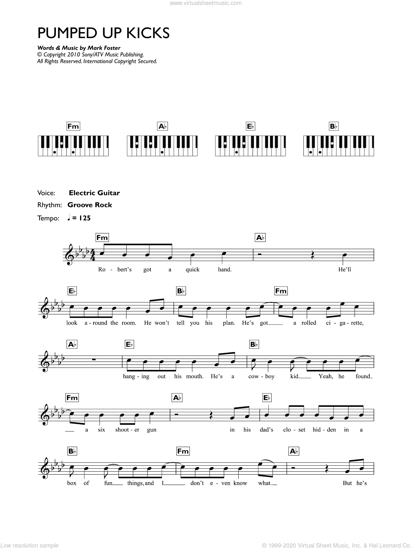 People - Pumped Up Kicks sheet music for piano solo (chords, lyrics ...