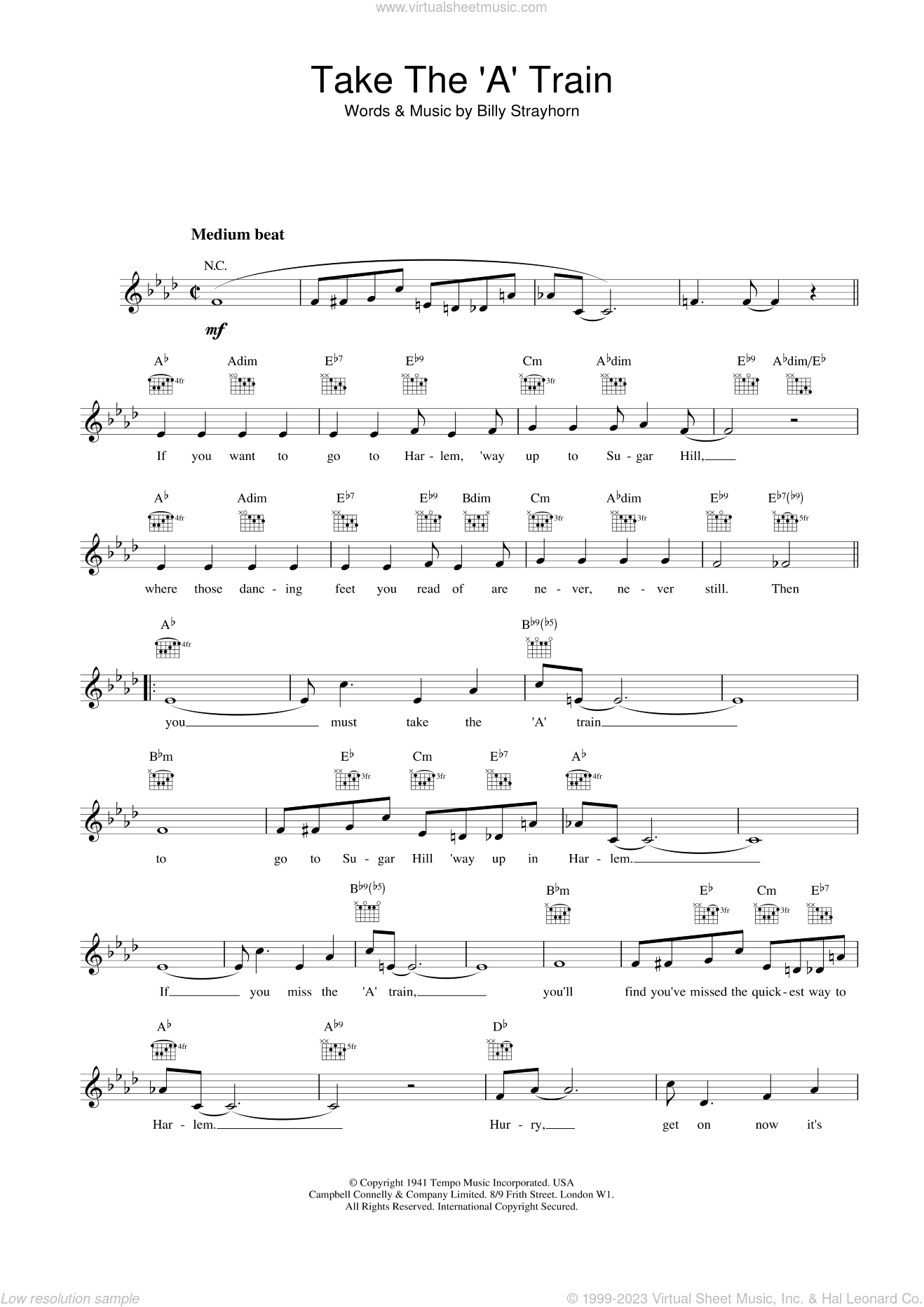 Strayhorn - Take The 'A' Train sheet music (fake book) [PDF]