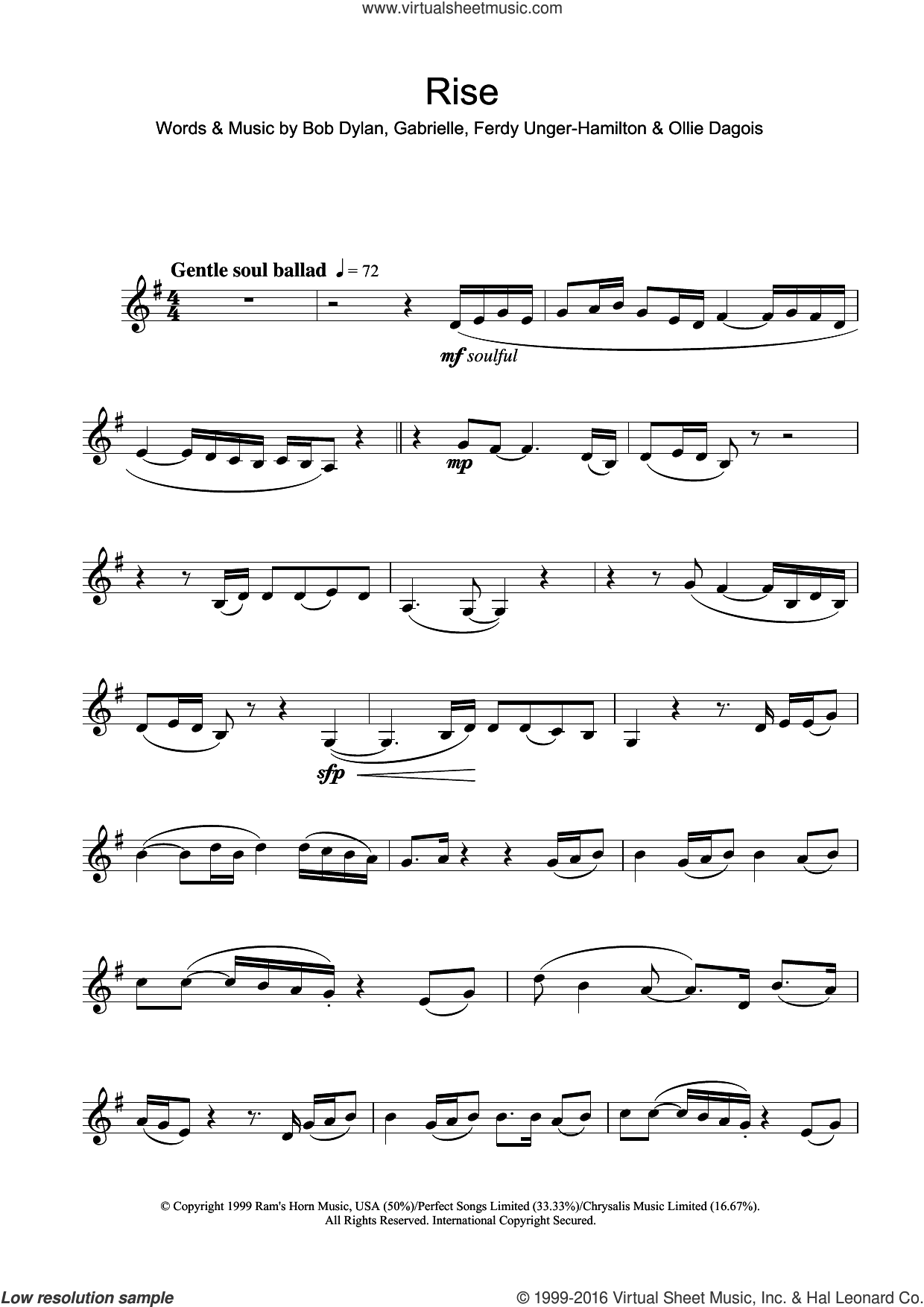 Gabrielle - Rise sheet music for clarinet solo [PDF]