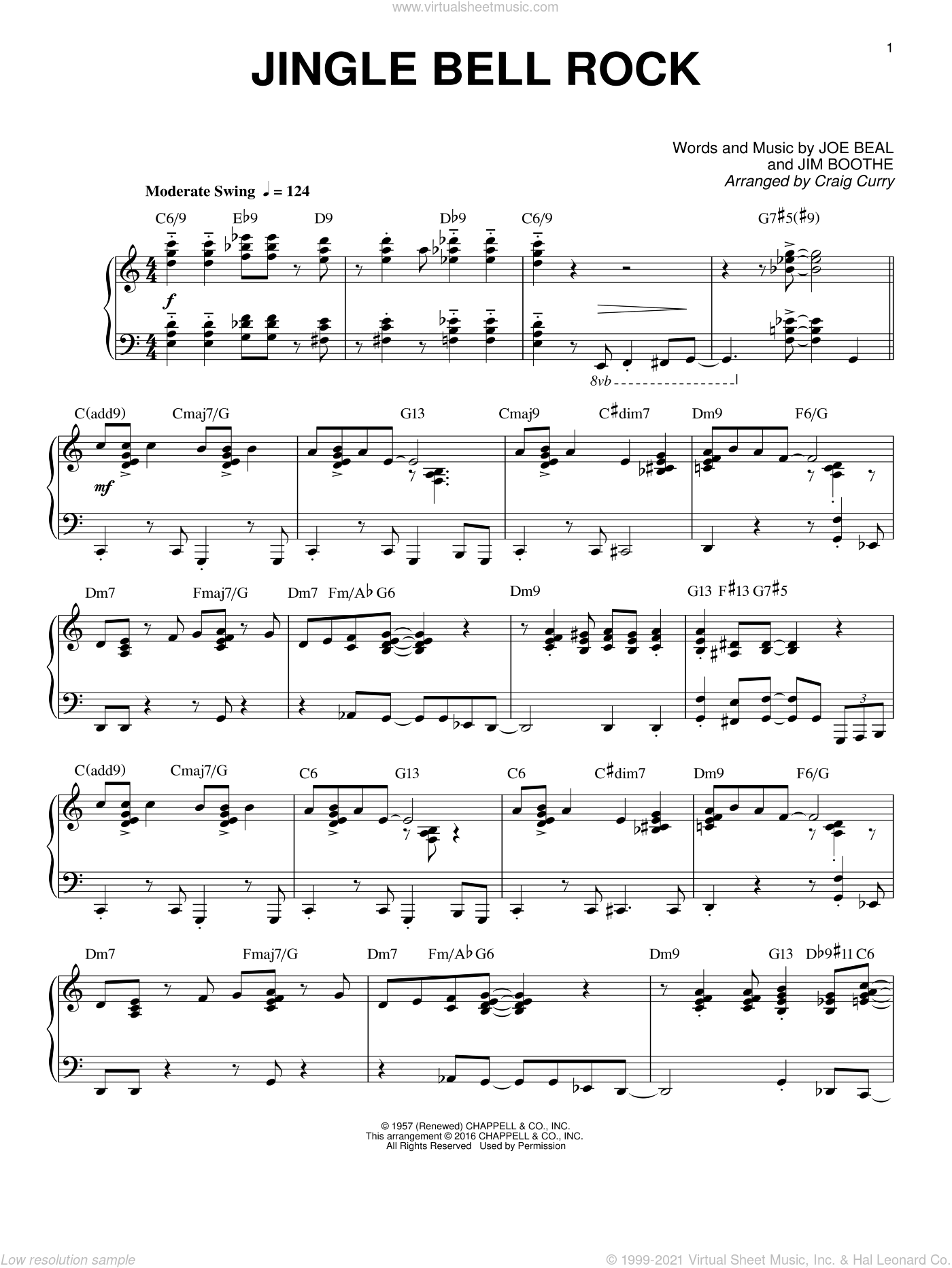 Beal - Jingle Bell Rock sheet music for piano solo [PDF]
