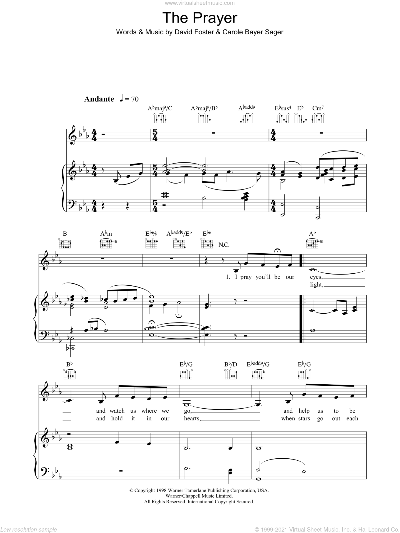 Jenkins - The Prayer sheet music for voice, piano or guitar [PDF]