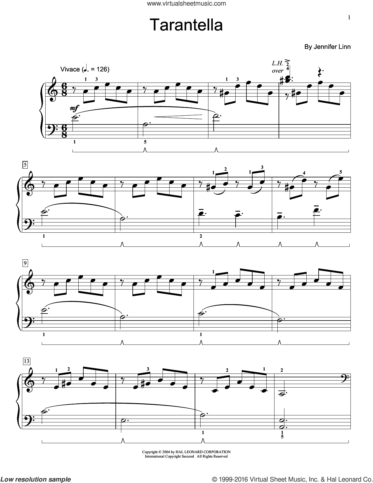 Linn - Tarantella sheet music for piano solo (elementary) [PDF]