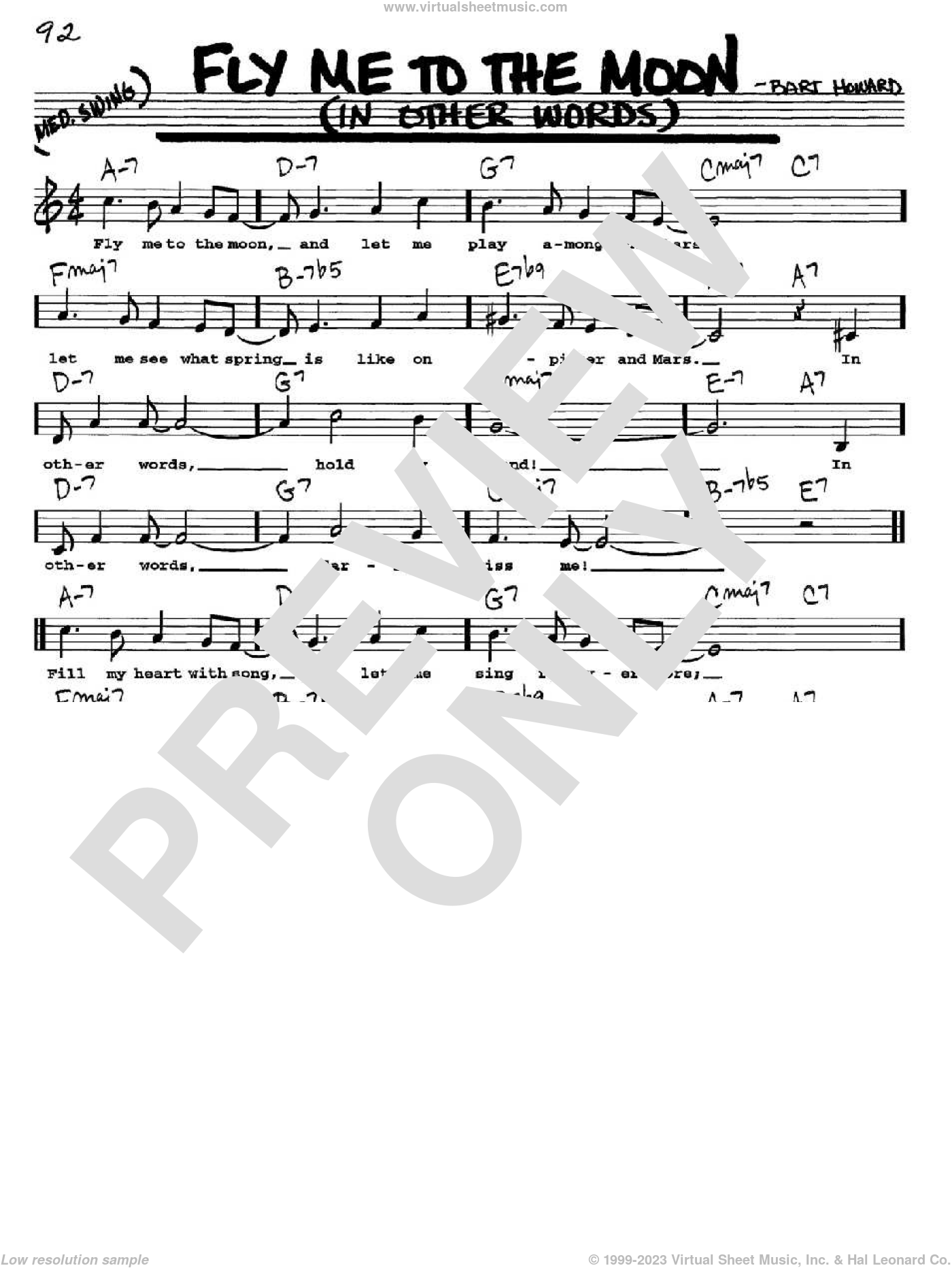 Fly Me To The Moon Sheet Music Image
