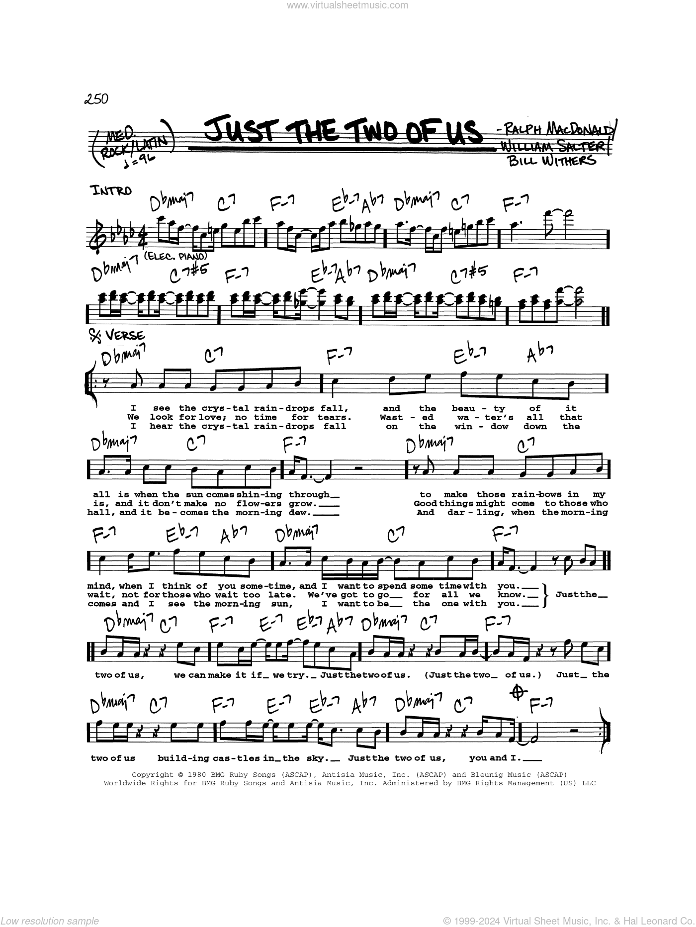 Salter - Just The Two Of Us sheet music (real book with lyrics) for voice and other instruments ...