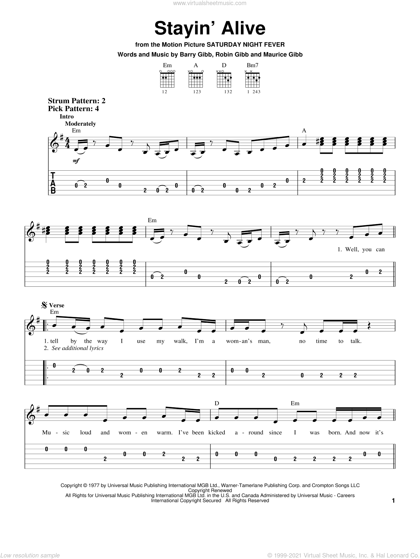 How Deep Is Your Love Sheet Music | Bee Gees | Solo Guitar