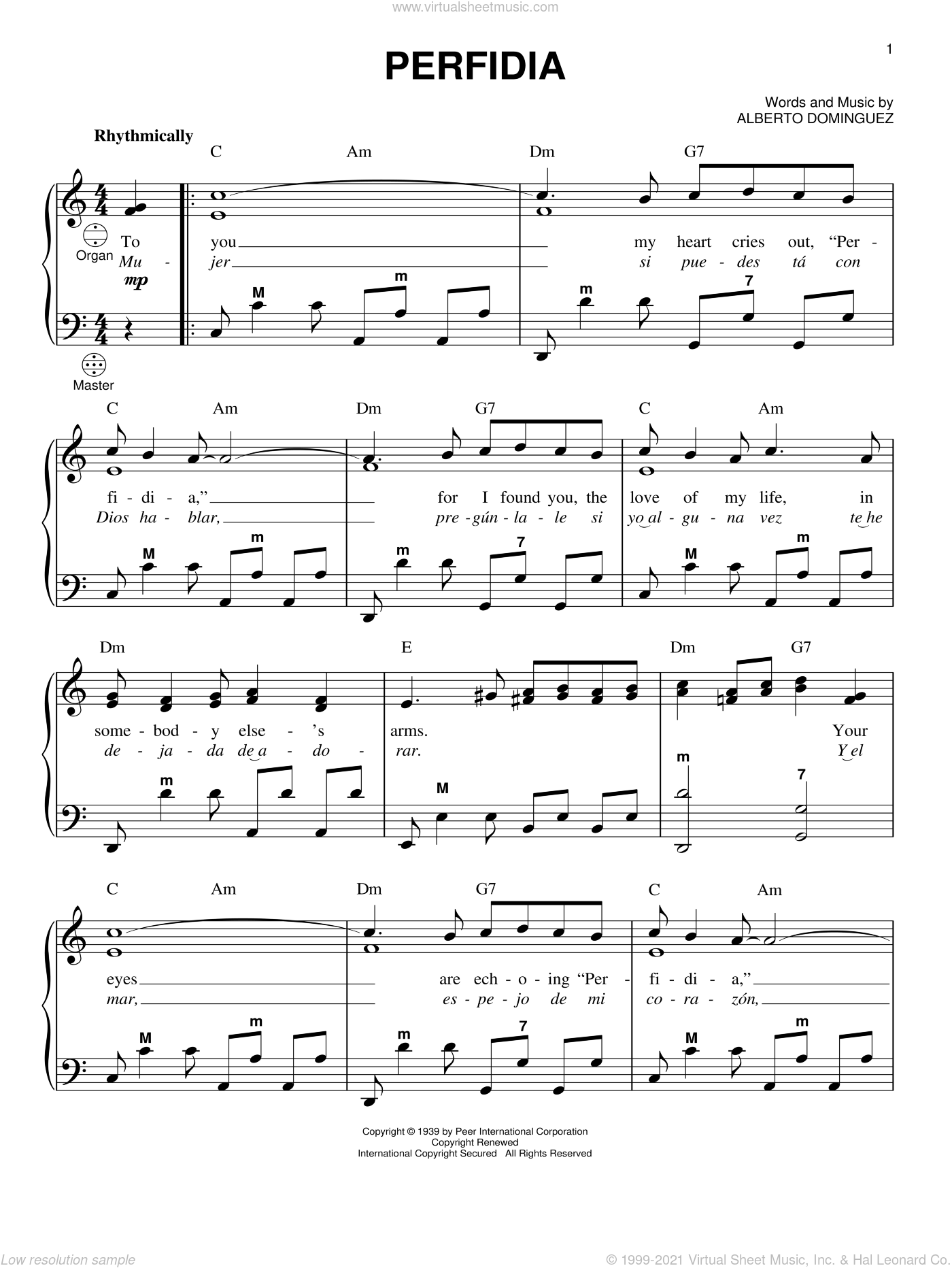 Dominguez - Perfidia sheet music for accordion [PDF-interactive]