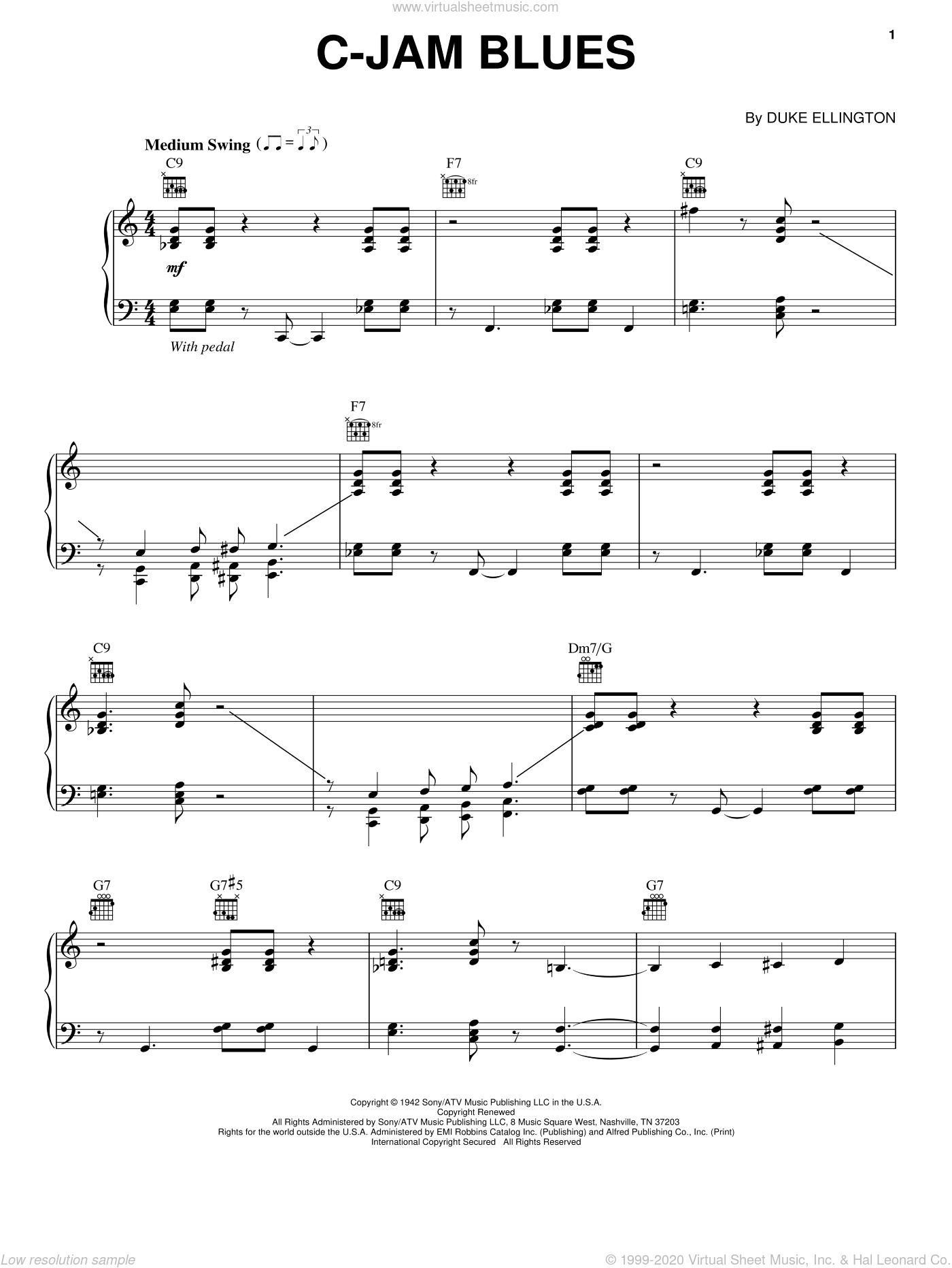 Ellington - C-Jam Blues sheet music for piano solo [PDF]