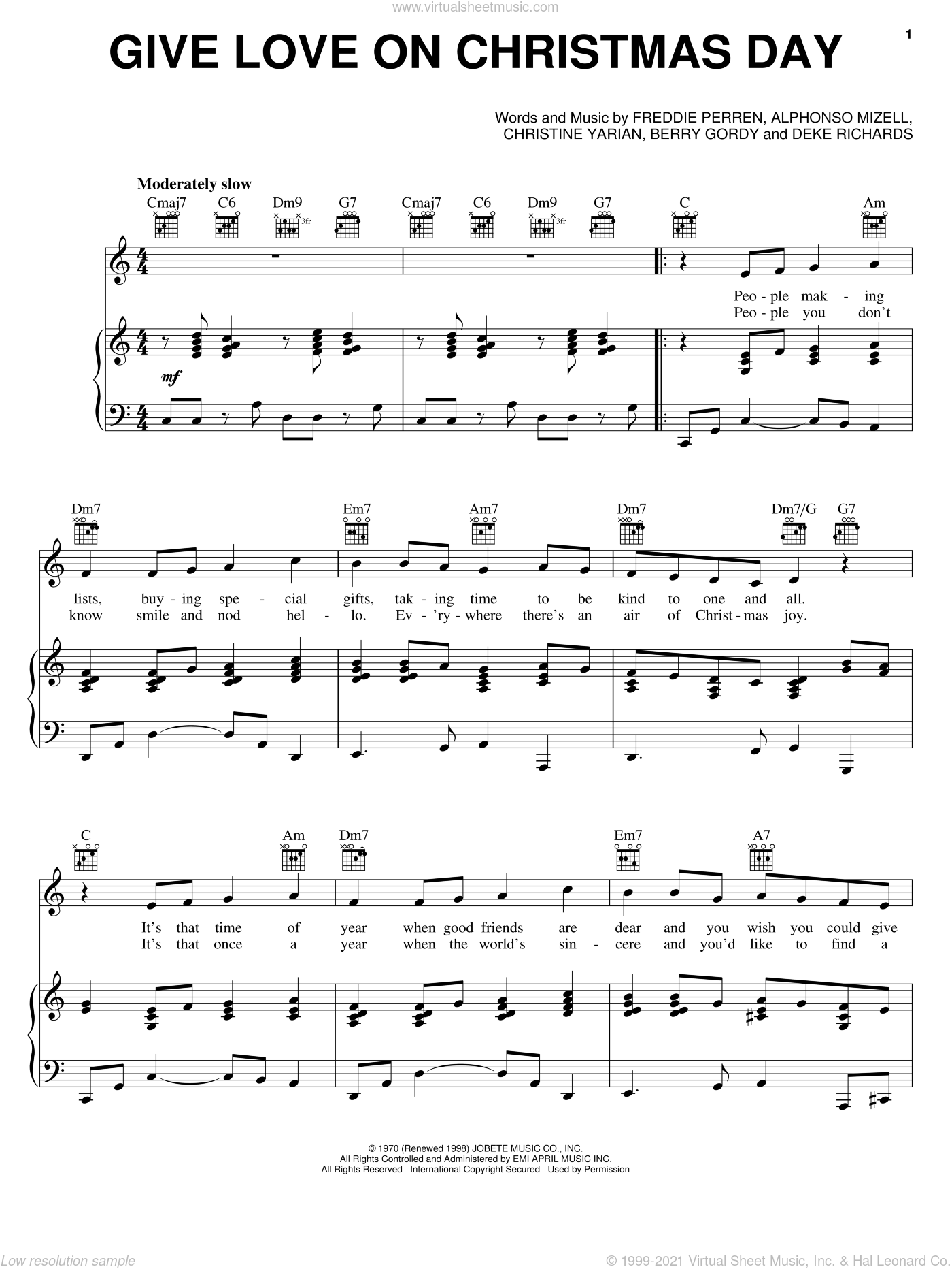 Gill - Give Love On Christmas Day sheet music for voice, piano or guitar