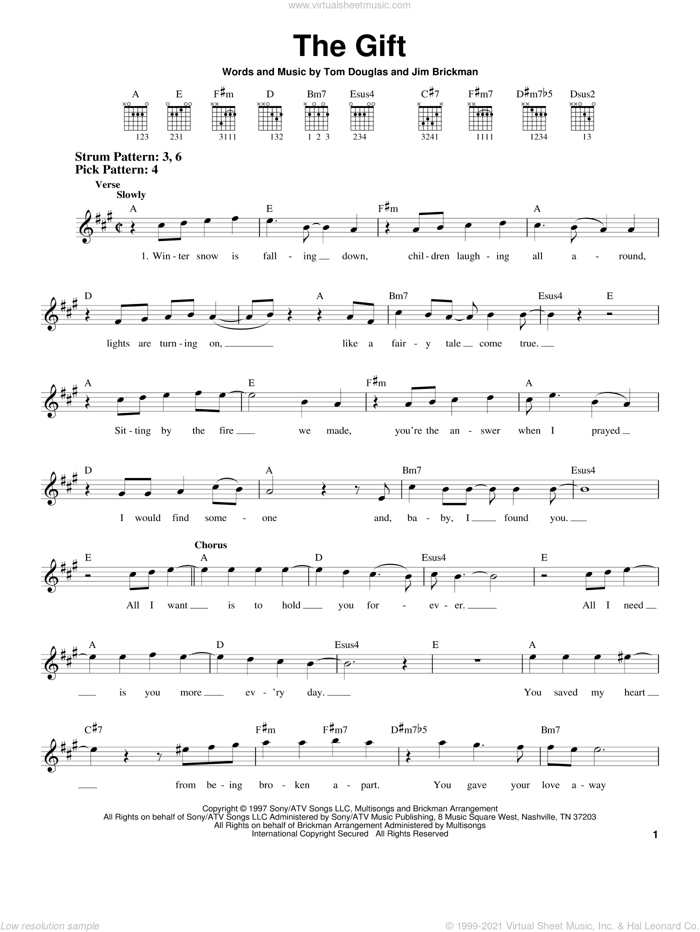 Brickman The Gift sheet music for guitar solo (chords) [PDF]