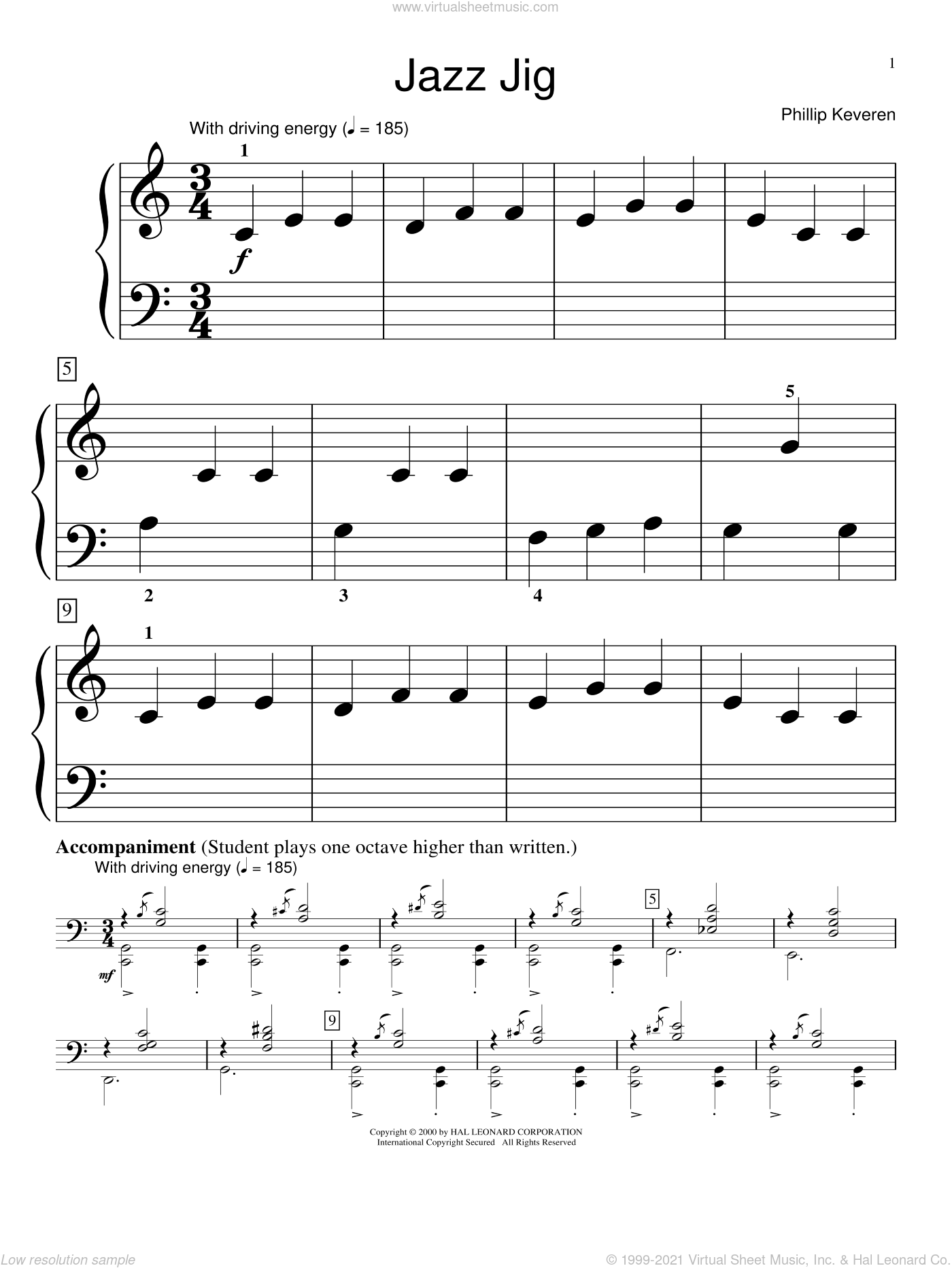 Keveren - Jazz Jig sheet music for piano solo (elementary) PDF