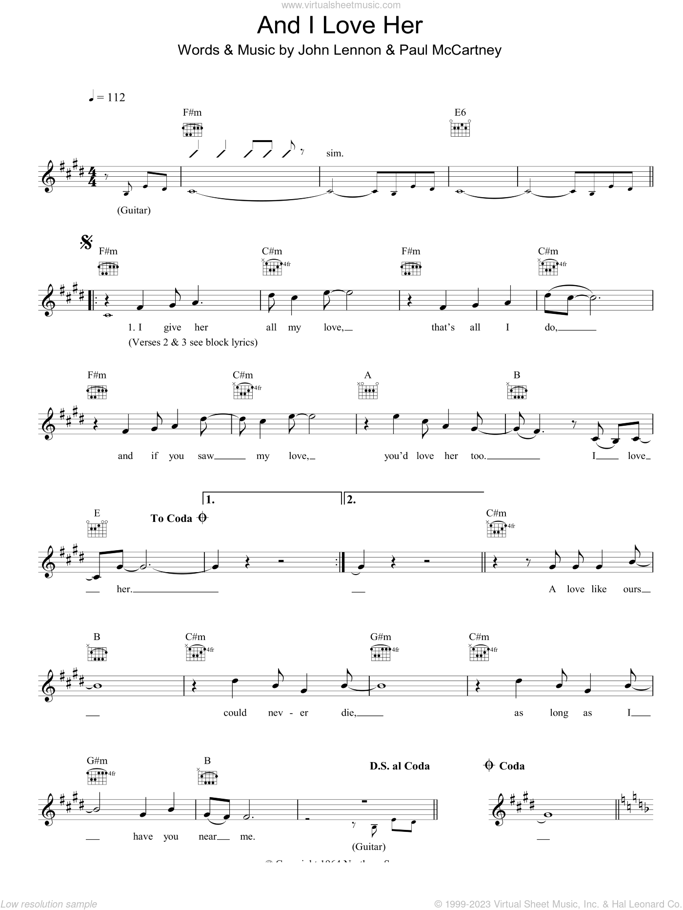 Beatles And I Love Her Sheet Music Fake Book Pdf