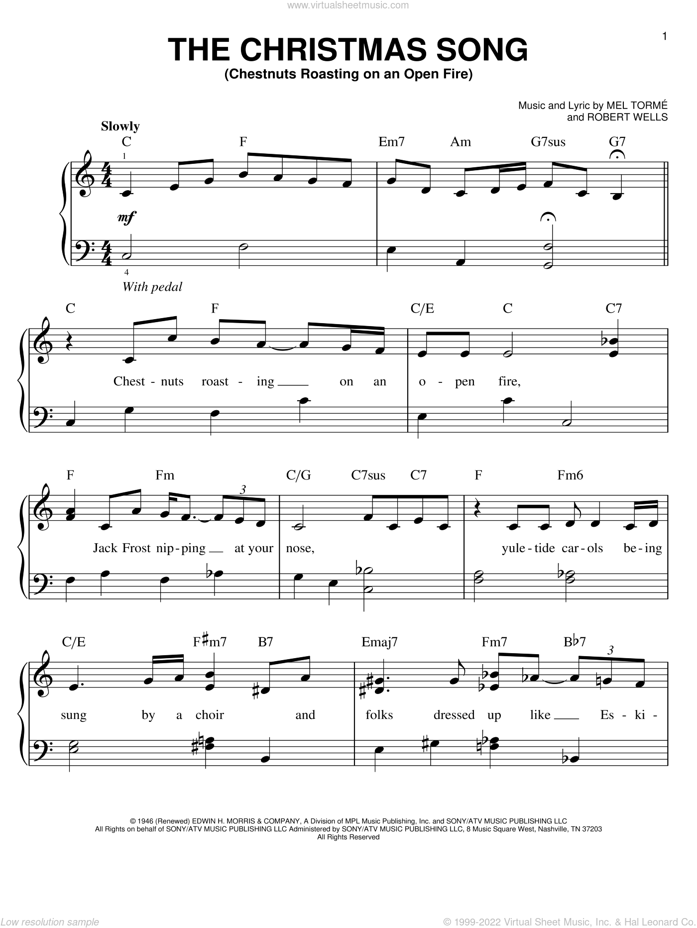 Groban - The Christmas Song (Chestnuts Roasting On An Open Fire) sheet music for piano solo
