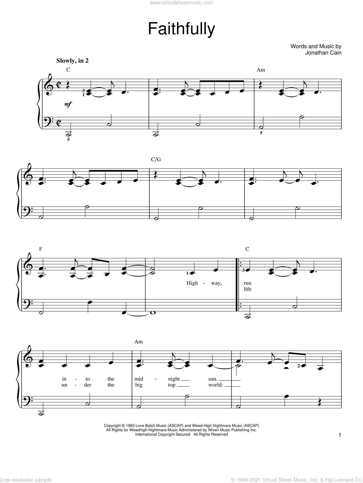 Journey - Faithfully sheet music for piano solo [PDF-interactive]