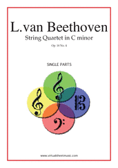 Ludwig van Beethoven: Quartet Op.18 No.4 in C minor (COMPLETE) sheet music to download instantly for string quartet