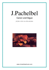 Johann Pachelbel: Canon in D & Gigue sheet music to download for fl, vl, 2 vc & piano