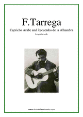 Francisco Tarrega: Capricho Arabe Recuerdos de la Alhambra sheet music to download for guitar solo