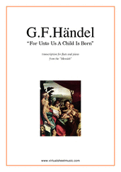 George Frideric Handel: For Unto Us A Child Is Born sheet music to download for flute & piano