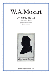 Wolfgang Amadeus Mozart: Concerto in A major No.23 K488 sheet music to download for piano & orchestra