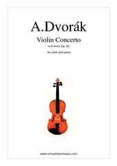 Antonin Dvorak: Concerto in A minor Op.53 sheet music to download instantly for violin & piano