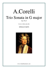 Arcangelo Corelli: Trio Sonata in C major Op.1 No.9 (parts) sheet music to download for two violins & cello