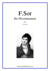 Fernando Sor: Six Divertimentos Op.1 sheet music to download for guitar solo