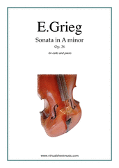 Edward Grieg: Sonata in A minor Op. 36 sheet music to download for cello & piano