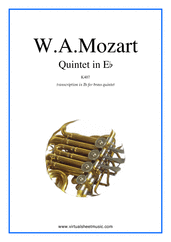Wolfgang Amadeus Mozart: Quintet in Eb K407, transcr. in Bb (parts) sheet music to download for brass quintet