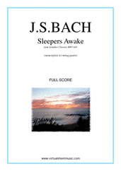 Johann Sebastian Bach: Sleepers Awake (COMPLETE) sheet music to download for string quartet