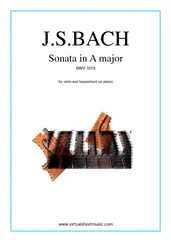 Johann Sebastian Bach: Sonata in A major BWV 1015 sheet music to download for violin