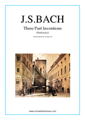 Johann Sebastian Bach: Three Part Inventions (Sinfonias) sheet music to download for string trio